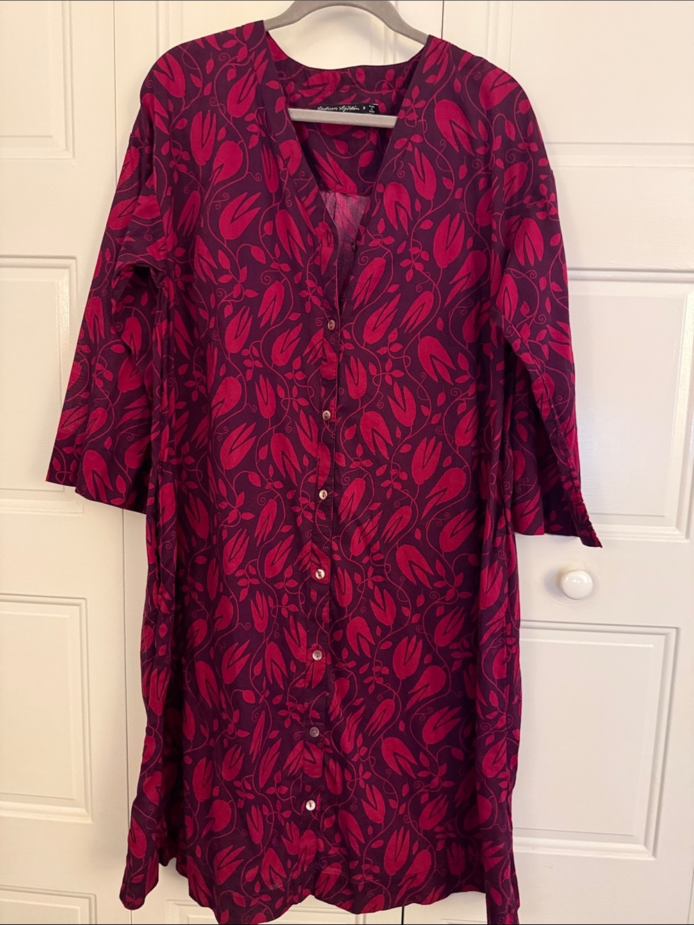Gudrun Sjoden Women's Magenta Floral Button-Front dress